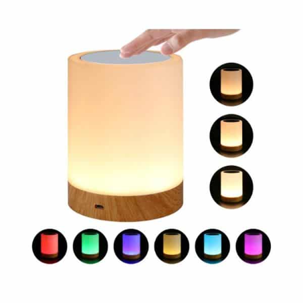 Elegant bordlampe m. touch (kan vise forskellige farver)