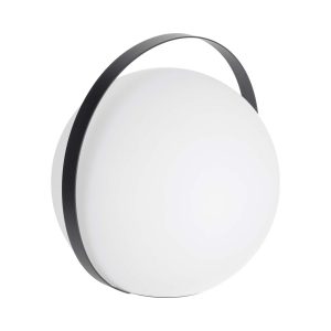 LAFORMA Dinesh bordlampe, ledningsfri - hvidt polyethylen og sort stål (33x34)