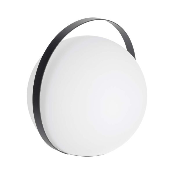 KAVE HOME Dinesh bordlampe, ledningsfri - hvidt polyethylen og sort stål (33x34)