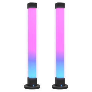 Sæt med 2 led-lamper, bordlampe med app og fjernbetjening, musiksynkronisering, farvetilstande, timer, hvid