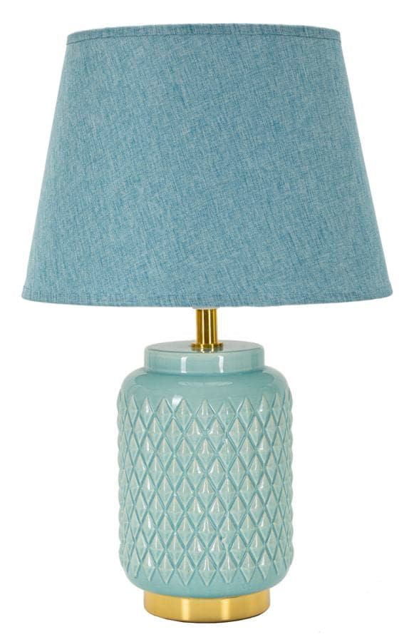 Moderne bordlampe i keramik, metal og stof - 28x44 cm