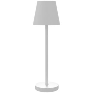 Genopladelig USB-bordlampe med 3 lysfarver, bærbar USB-sengelampe med touch-afbryder, metal, hvid